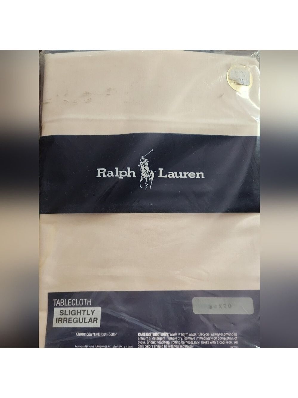 NWT Ralph Lauren 100% Cotton Tablecloth 54 x 70 Slightly Irregular Cream